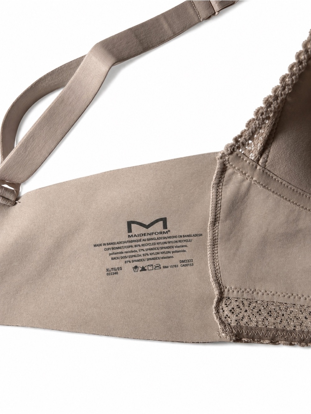 Maiden form Seamless Lace-Trim Wireless Bralette in Taupe-xl - Picture 3 of 3